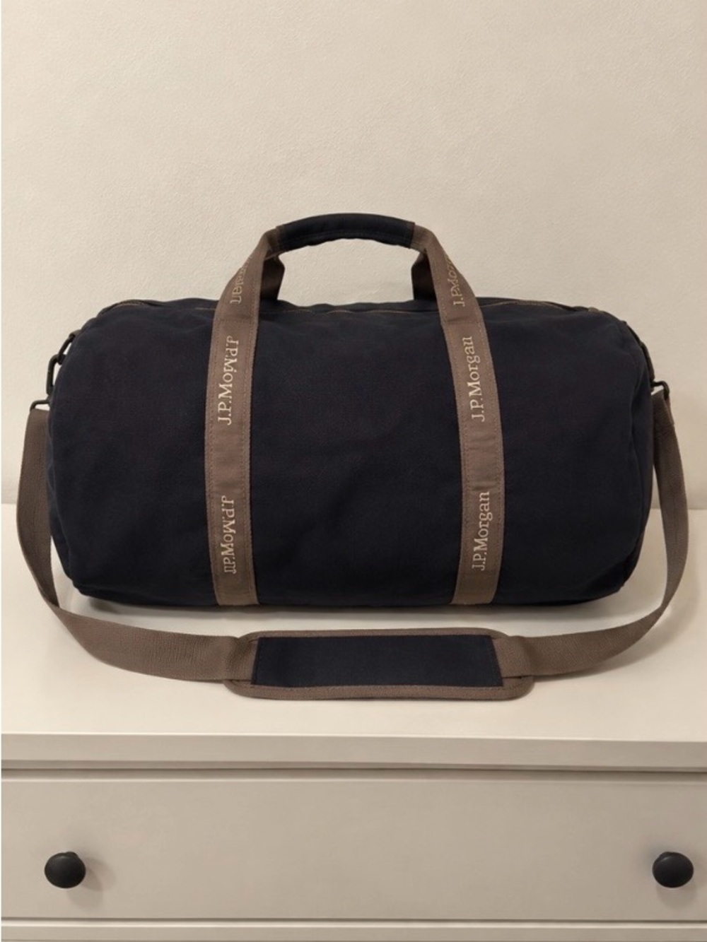 JPMorgan Duffel Bag with Brown Straps
